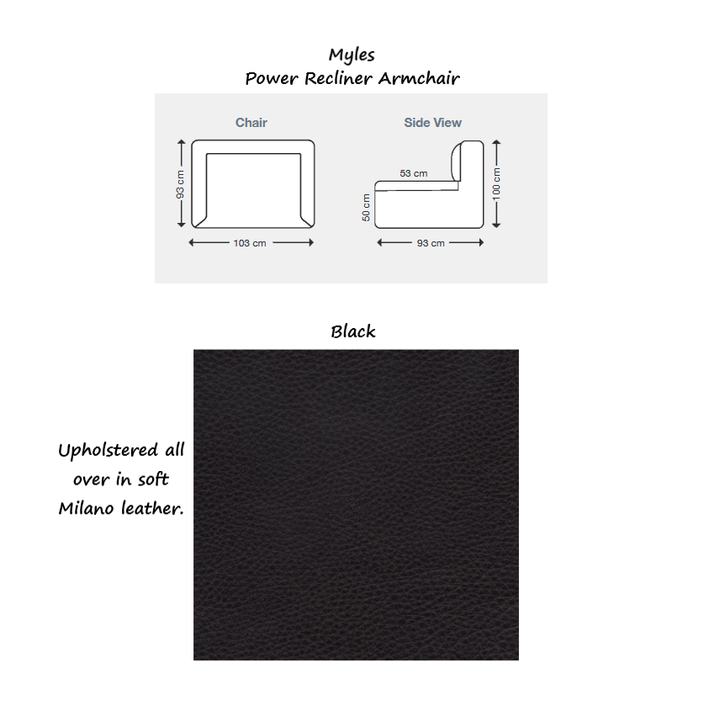Myles Leather Power Recliner Armchair - Choice Of Colours