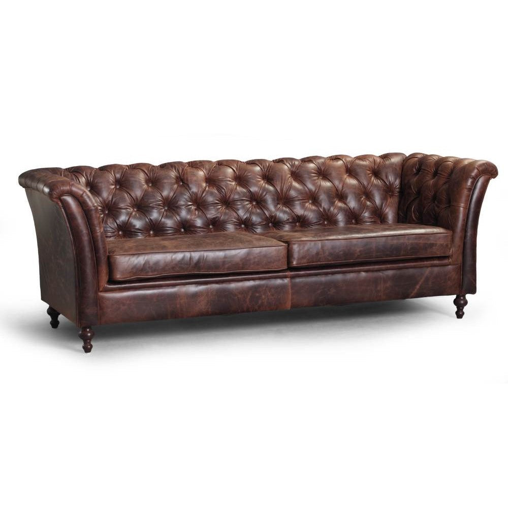 Louis Aniline Leather Chesterfield Sofa Collection - Choice Of Leathers & Feet - The Furniture Mega Store 