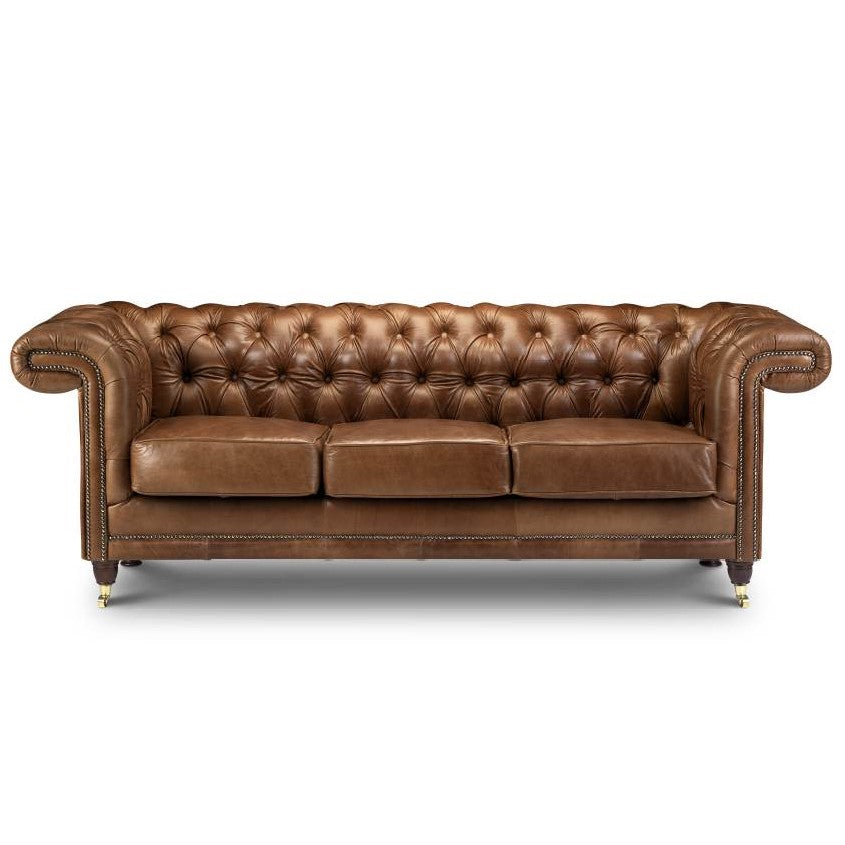 Charles Vintage Leather Square Arm Buttoned Chesterfield Sofa Collection - Choice Of Leathers - The Furniture Mega Store 