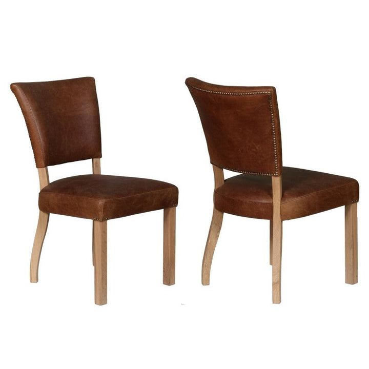 Repton Vintage Leather Dining Chair - Choice Of Leathers & Legs - The Furniture Mega Store 