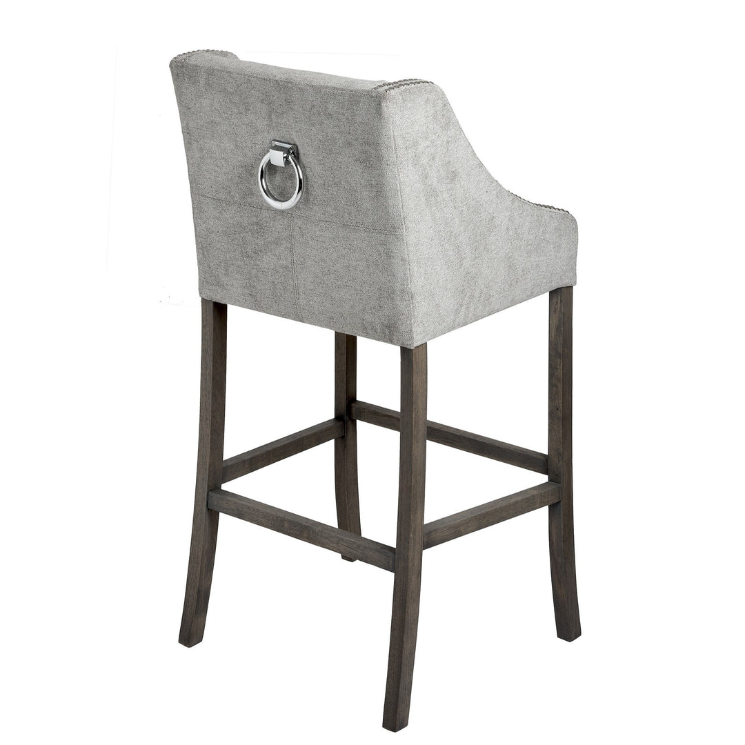 Silver Fabric Luxury Ring Back Bar Stool - The Furniture Mega Store 