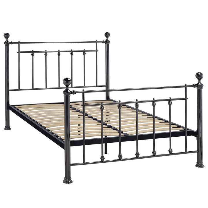 Lenny 4'6 Double Bed - Black Chrome - The Furniture Mega Store 