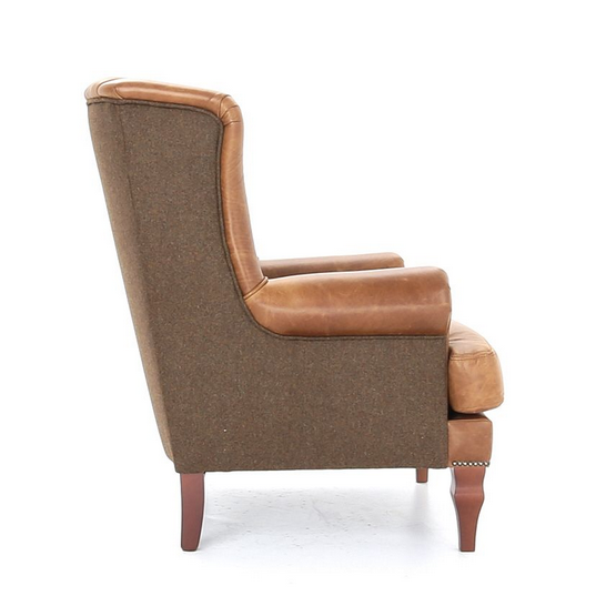 Scholar Sofa & Armchair Collection - Bespoke Vintage leather & Harris Tweed Options - The Furniture Mega Store 