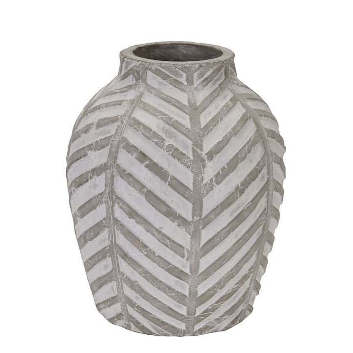 Bloomville Chevron Patterned Stone Vase