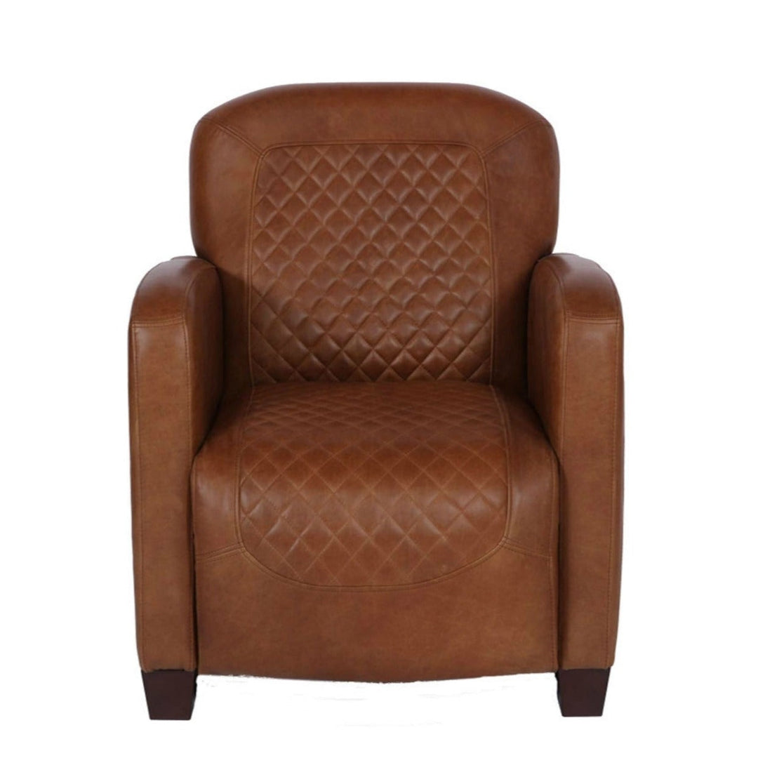 Barnham Diamond Quilted Vintage Leather Occasional Chair - Choice Of Feet & Leathers - The Furniture Mega Store 