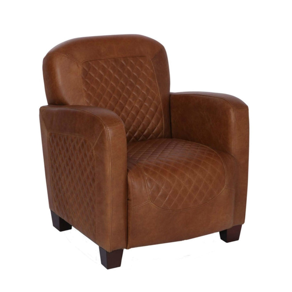 Barnham Diamond Quilted Vintage Leather Occasional Chair - Choice Of Feet & Leathers - The Furniture Mega Store 