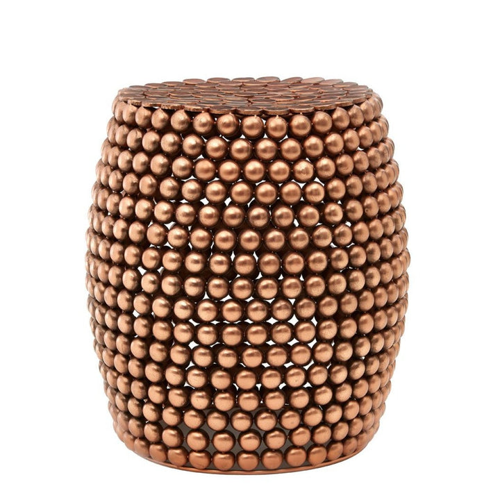 Templar Copper Beaded Barrel Side Table - The Furniture Mega Store 