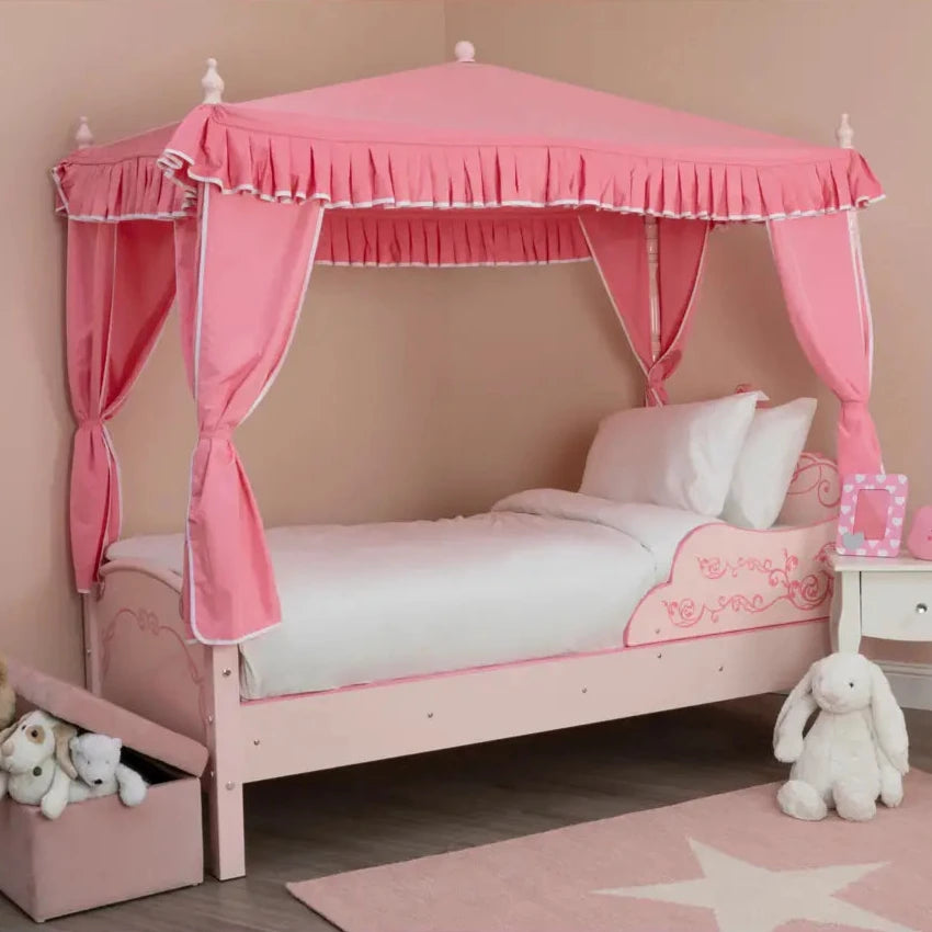 Kids Pink Four Poster Princess Palace Bed