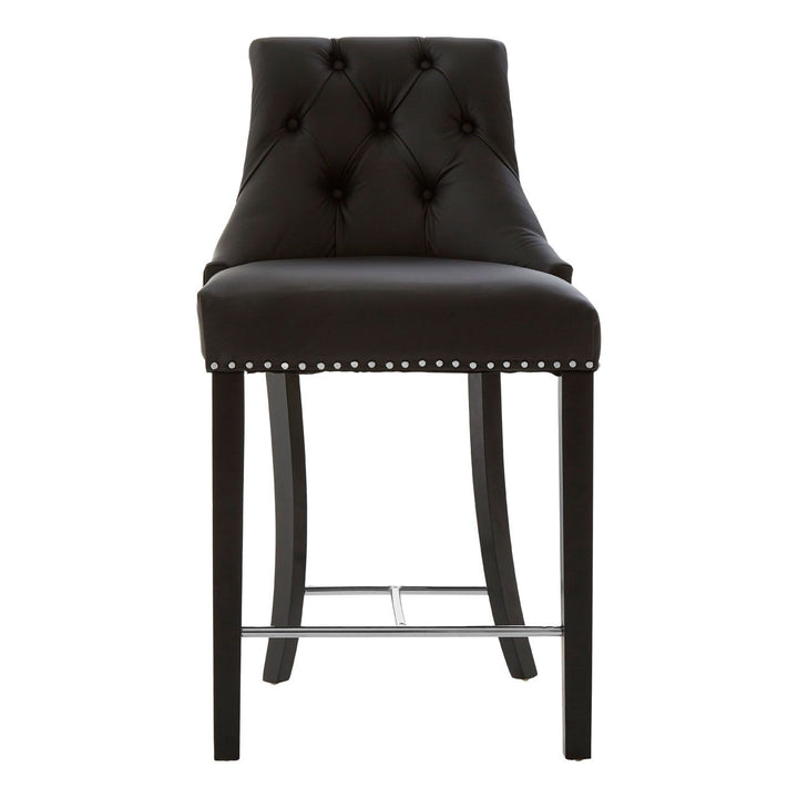 Regents Park Bar Chair - Black Leather - The Furniture Mega Store 