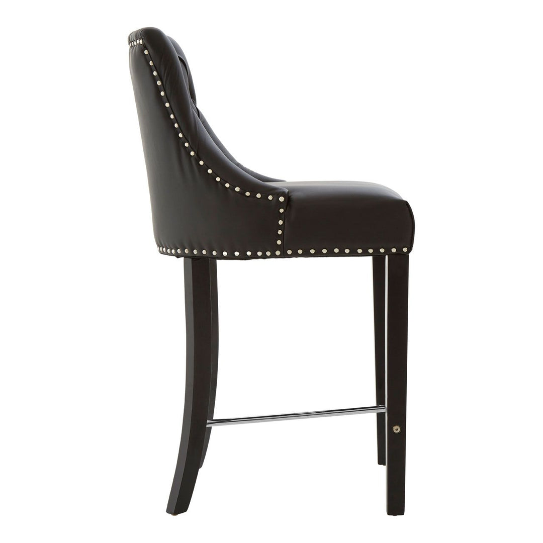 Regents Park Bar Chair - Black Leather - The Furniture Mega Store 