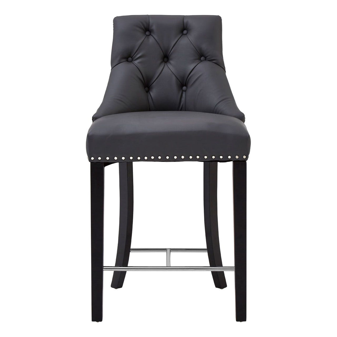 Regents Park Bar Chair - Grey Leather - The Furniture Mega Store 