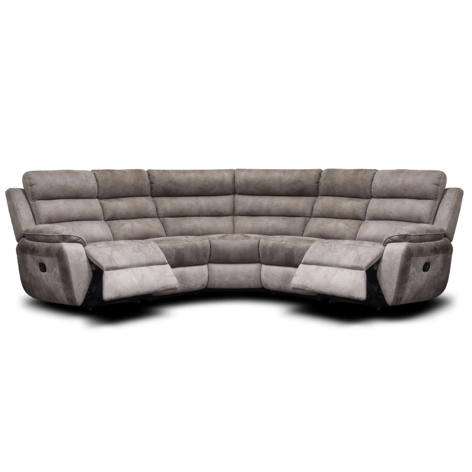 Ellis Corner Modular Fibre Fabric Recliner Sofa - Manual Or Power With USB Charging Port - The Furniture Mega Store 