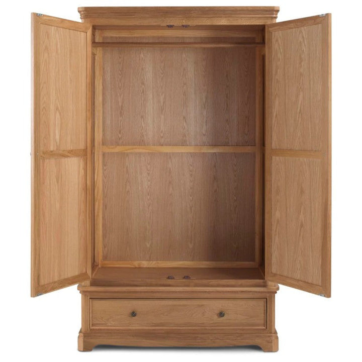 Cannes Natural Oak 2 Door Full Hanging Wardrobe - The Furniture Mega Store 