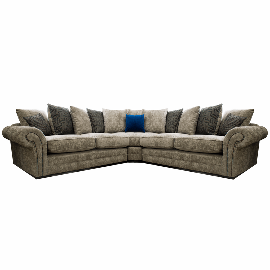 Morland Corner Sofa - Pillow Back or Classic Back - Choice Of Fabrics - The Furniture Mega Store 