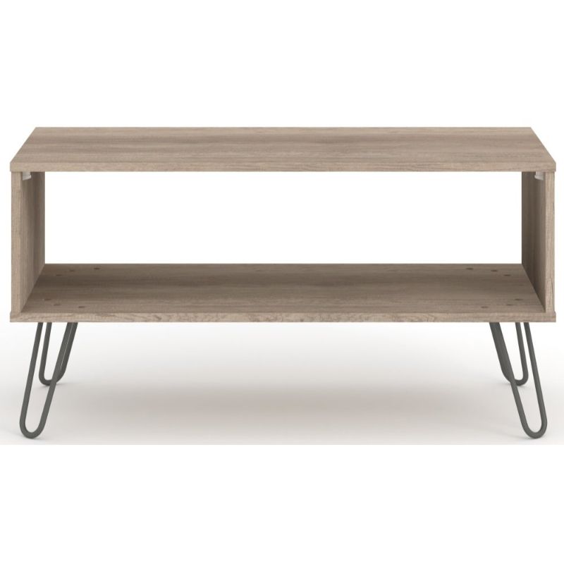 Augusta Driftwood Open Coffee Table with Hairpin Legs - The Furniture Mega Store 