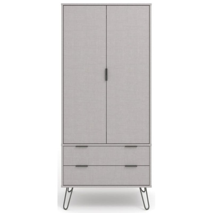 Augusta Grey 2 Door Combi Wardrobe with Hairpin Legs - The Furniture Mega Store 