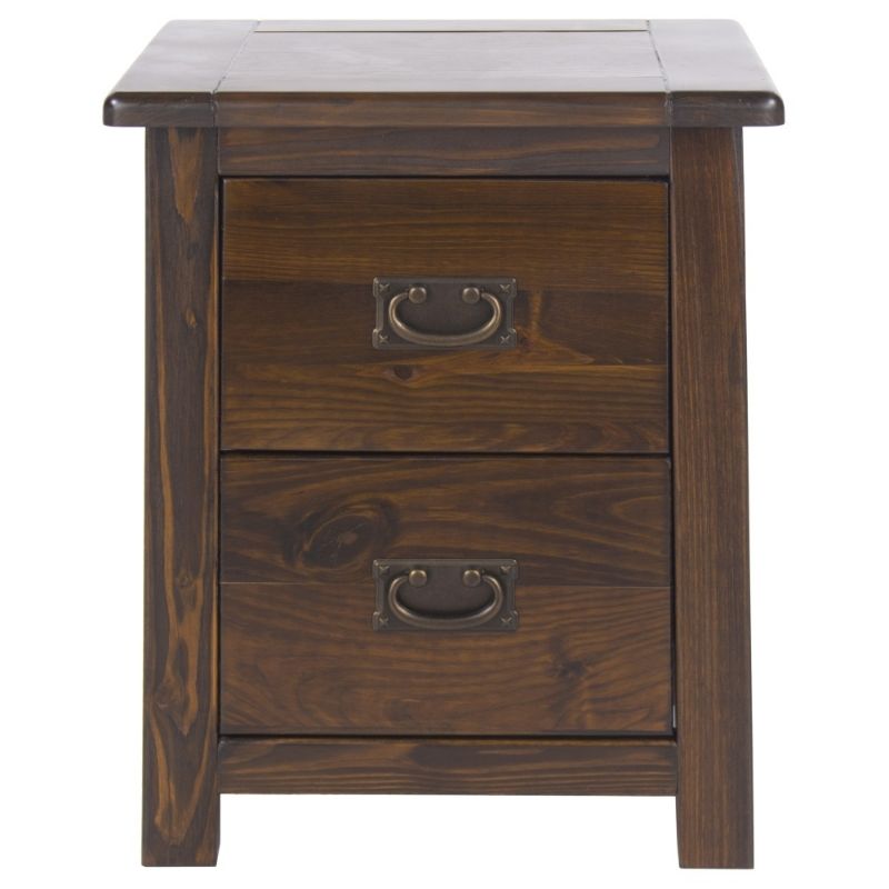 Boston Dark Wood Bedside Cabinet - The Furniture Mega Store 