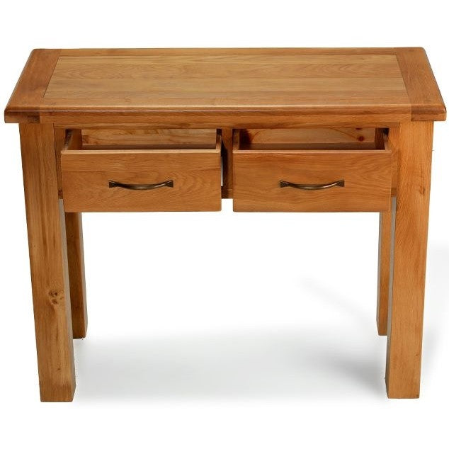 Earlswood Solid Oak 2 Drawer Console Table - The Furniture Mega Store 