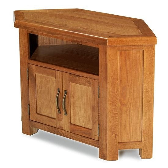 Earlswood Solid Oak Petite Corner TV Unit - The Furniture Mega Store 