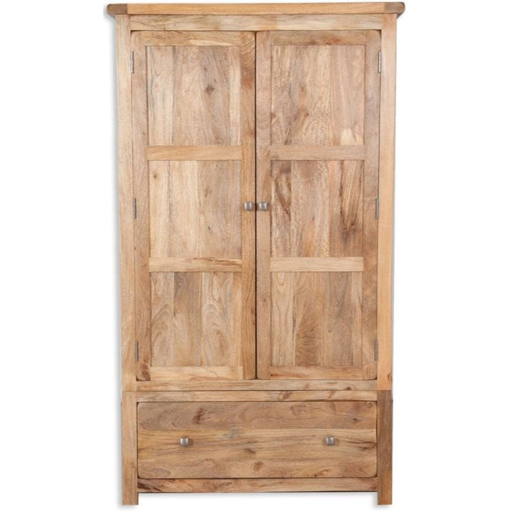 Bombay Mango Wood 2 Door 1 Drawer Wardrobe - The Furniture Mega Store 