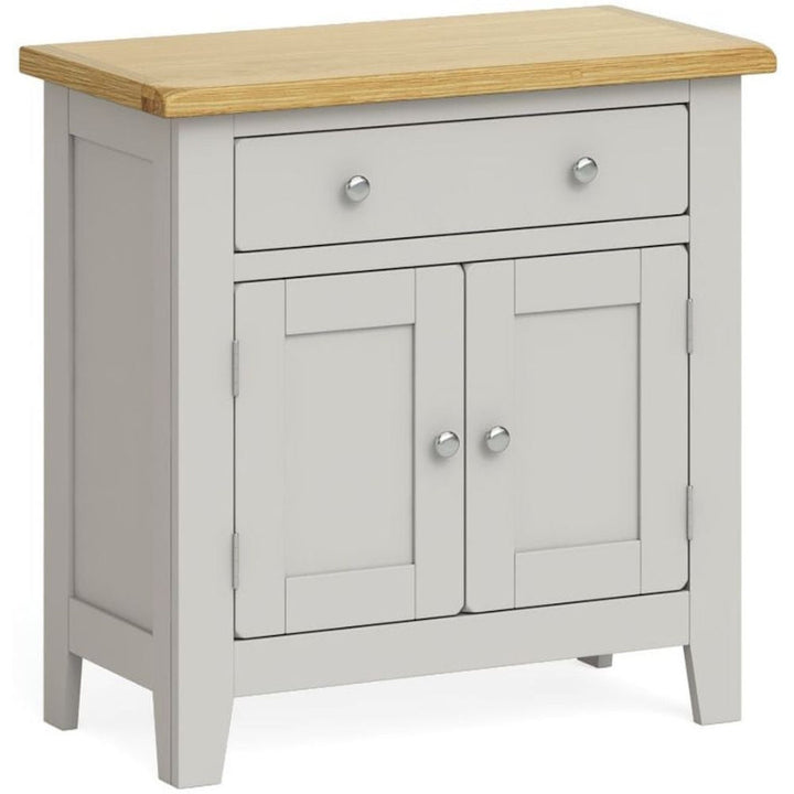 Cross Country Grey and Oak Mini Sideboard with 2 Doors for Small Space - The Furniture Mega Store 