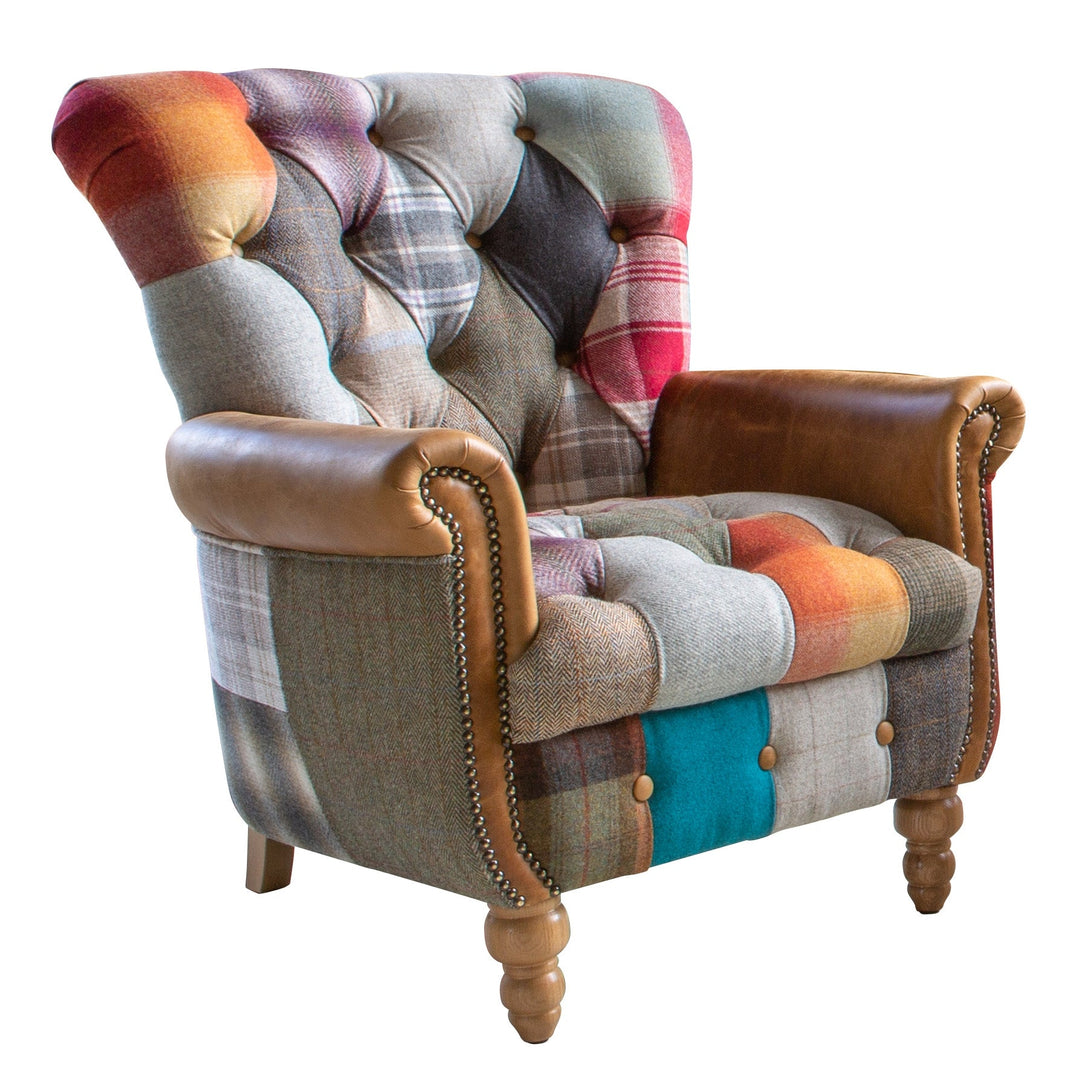 Harlequin Patchwork Chesterfield Chair - The Furniture Mega Store 