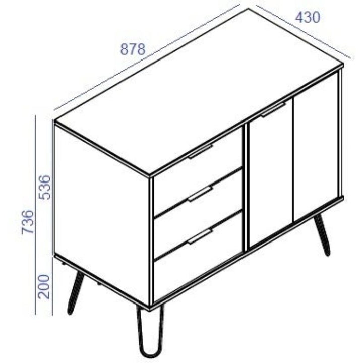 Augusta Pine Small Sideboard with Hairpin Legs - The Furniture Mega Store 