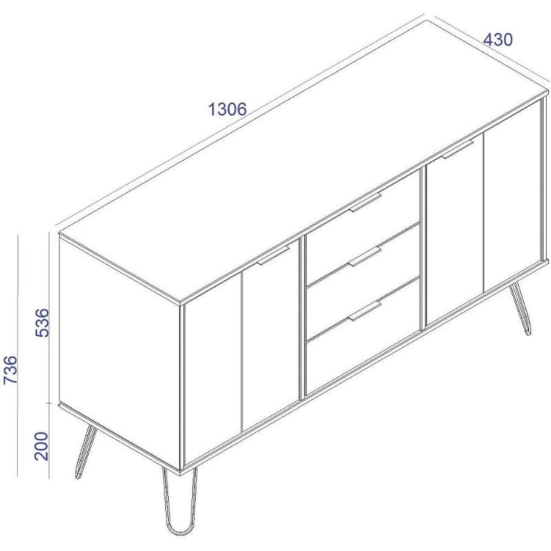 Augusta Pine Medium Sideboard with Hairpin Legs - The Furniture Mega Store 