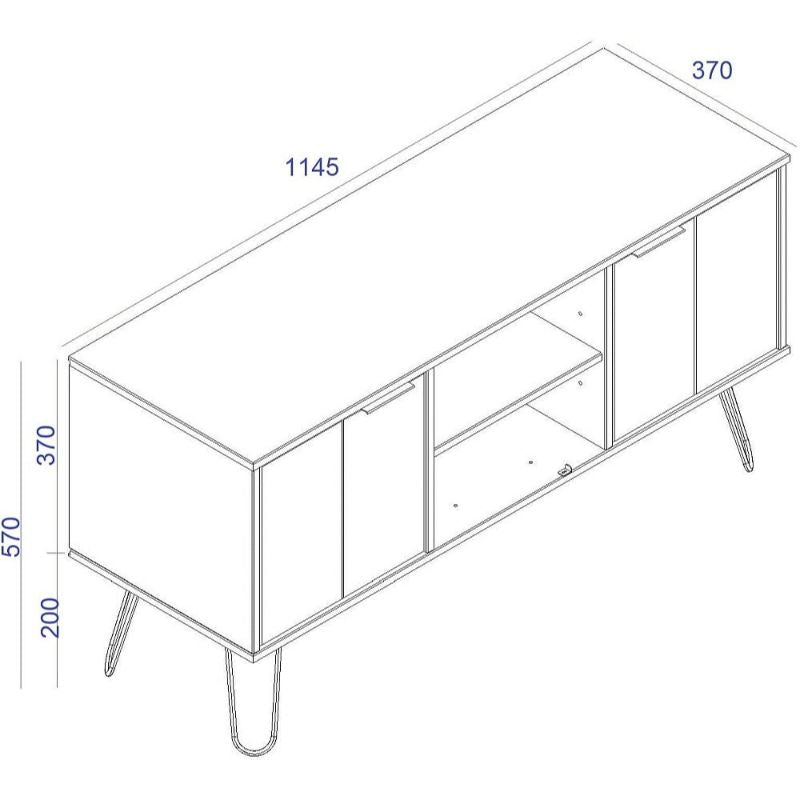 Augusta Pine 2 Door TV Unit with Hairpin Legs - The Furniture Mega Store 