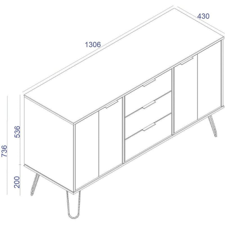 Augusta Driftwood Medium Sideboard with Hairpin Legs - The Furniture Mega Store 