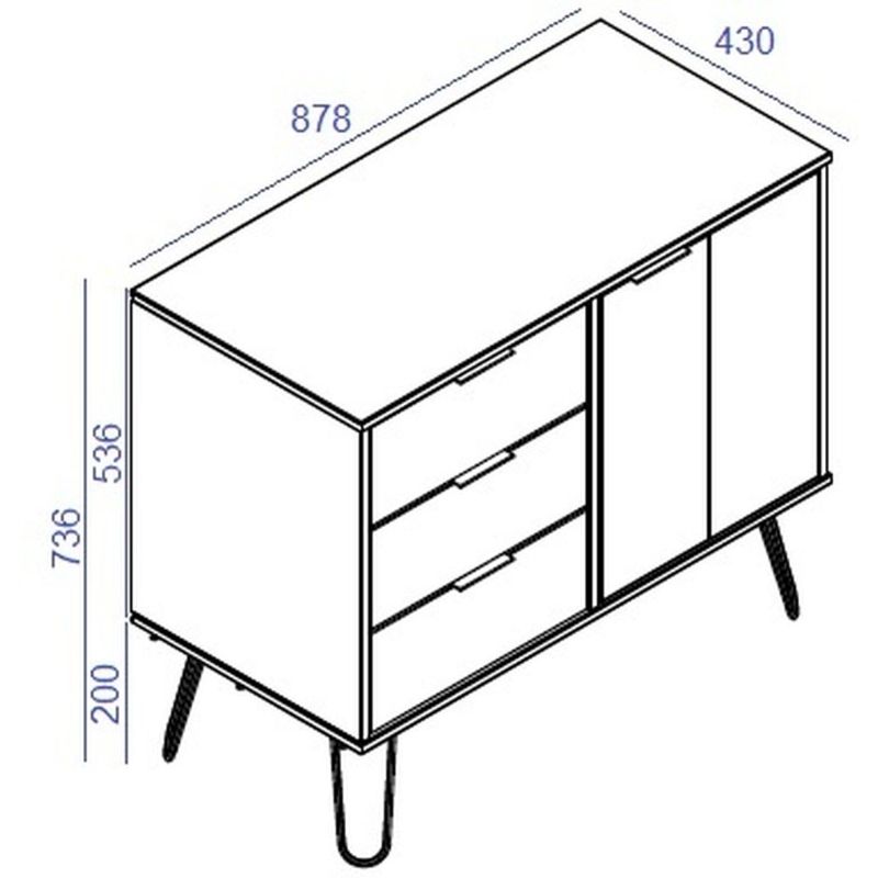 Augusta Grey Small Sideboard with Hairpin Legs - The Furniture Mega Store 