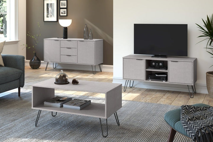 Augusta Grey Wide Sideboard with Hairpin Legs - The Furniture Mega Store 