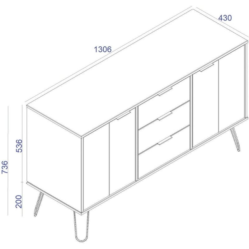 Augusta Grey Wide Sideboard with Hairpin Legs - The Furniture Mega Store 