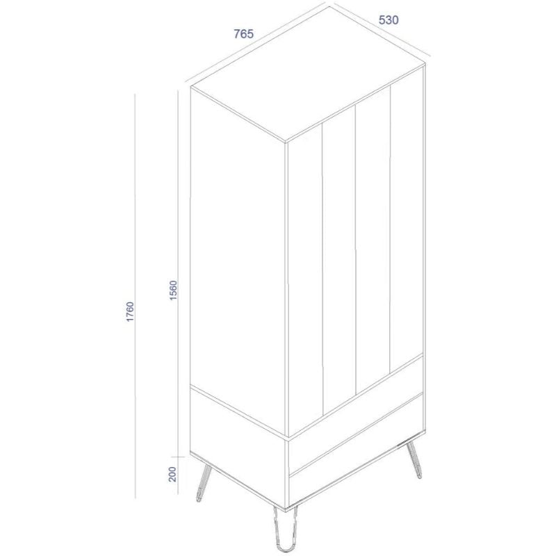 Augusta Grey 2 Door Combi Wardrobe with Hairpin Legs - The Furniture Mega Store 