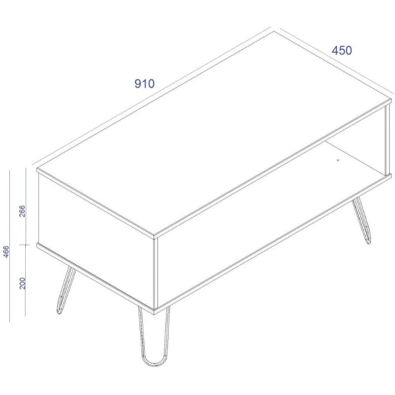 Augusta Grey Open Coffee Table with Hairpin Legs - The Furniture Mega Store 