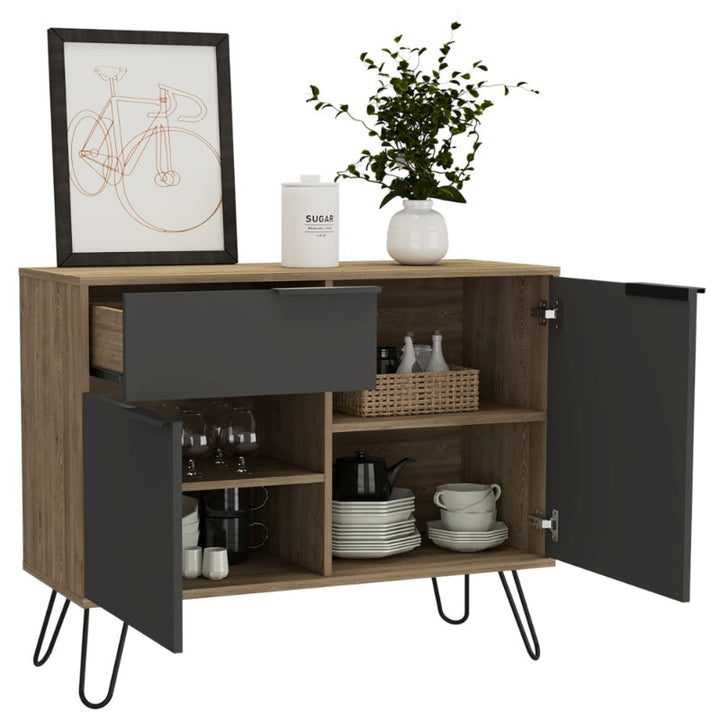 Vegas Grey Melamine Small Sideboard with Hairpin Legs - The Furniture Mega Store 