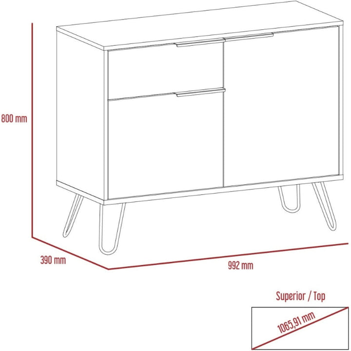 Vegas Grey Melamine Small Sideboard with Hairpin Legs - The Furniture Mega Store 