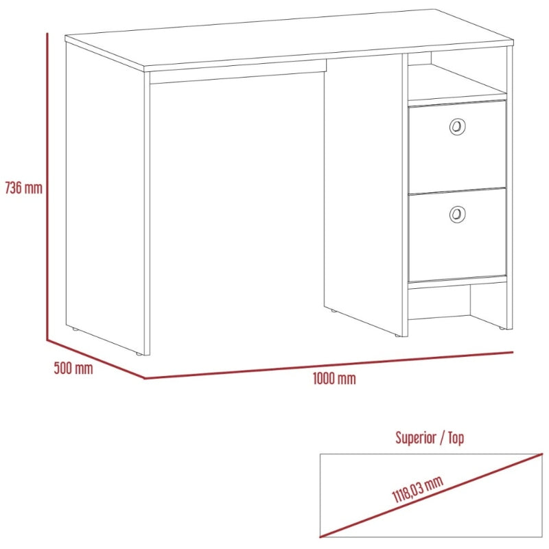 Vegas Grey Melamine Office Desk with 2 Drawers - The Furniture Mega Store 