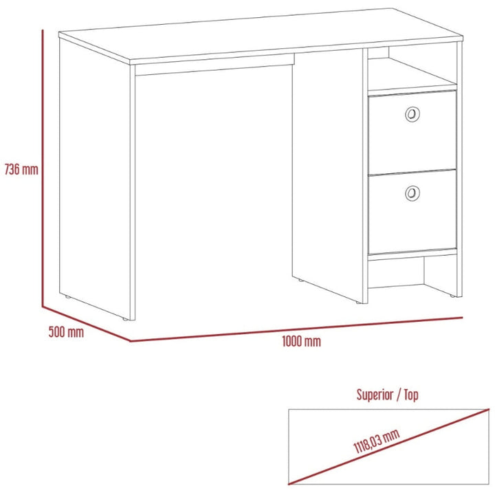 Vegas Grey Melamine Office Desk with 2 Drawers - The Furniture Mega Store 