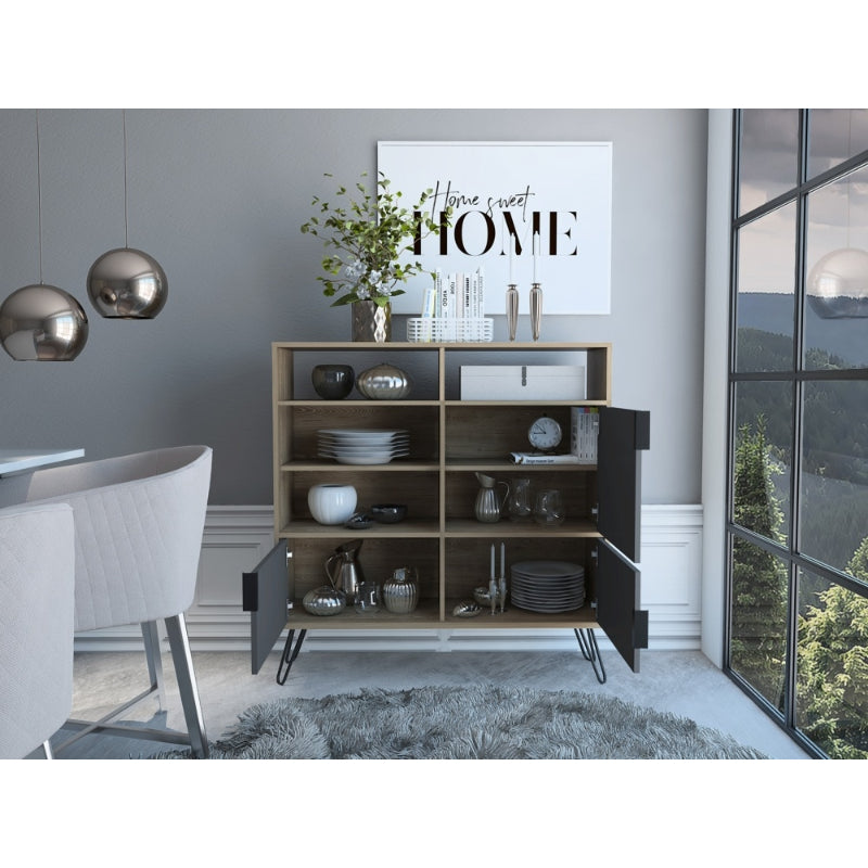 Vegas Grey Melamine Medium Sideboard with Hairpin Legs - The Furniture Mega Store 