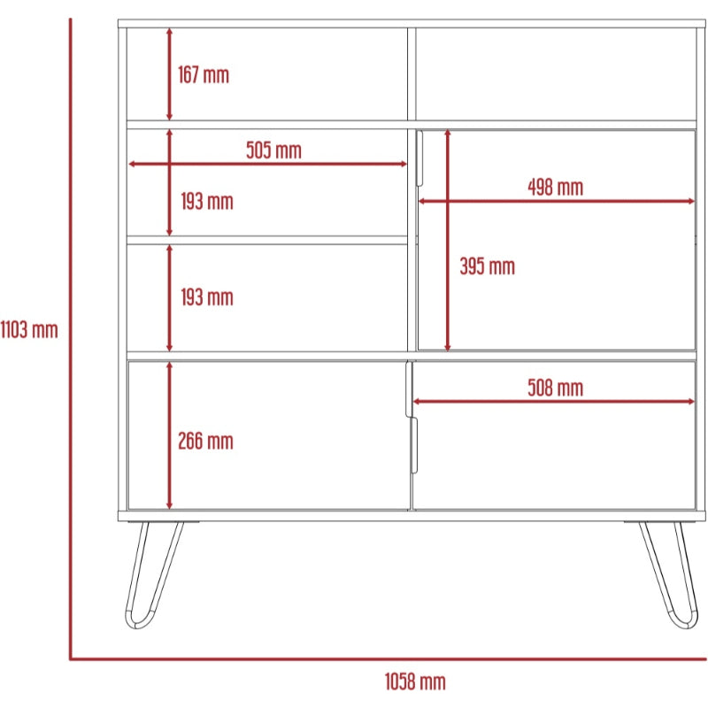 Vegas Grey Melamine Medium Sideboard with Hairpin Legs - The Furniture Mega Store 