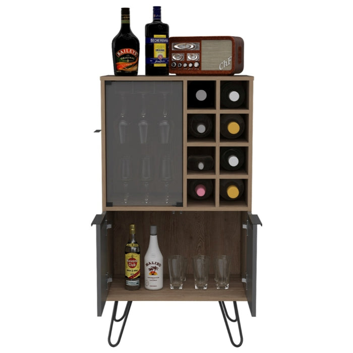 Vegas Grey Melamine Wine Cabinet with Hairpin Legs - The Furniture Mega Store 