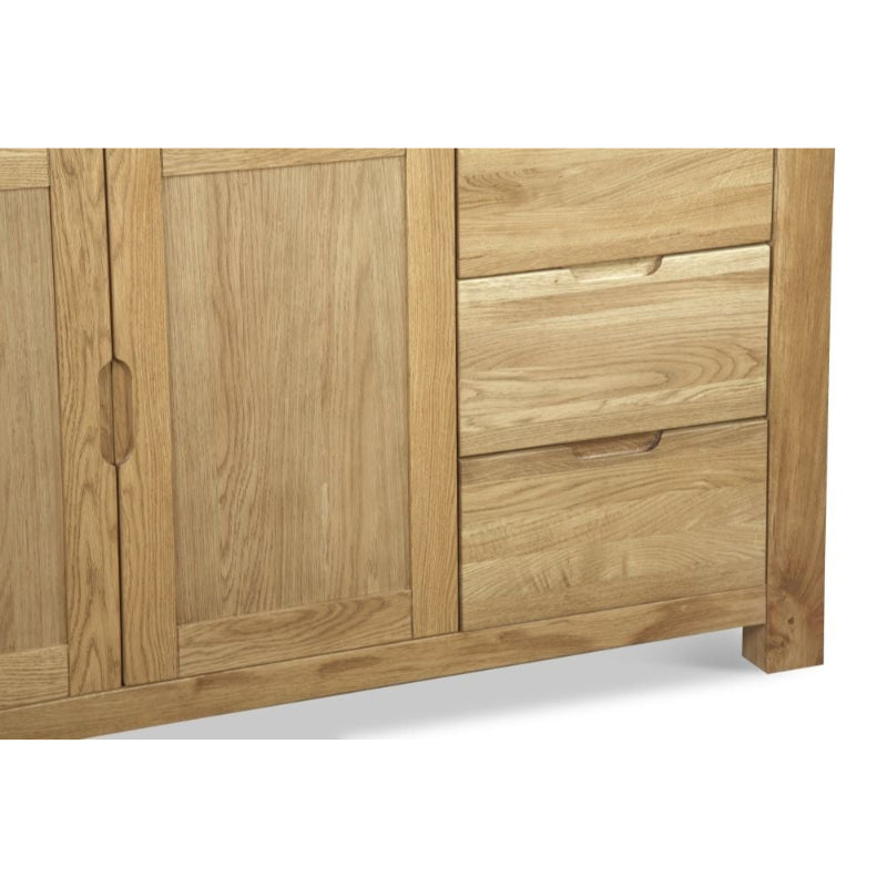 Laney Oak Sideboard, 140cm W with 2 Doors and 3 Drawers - The Furniture Mega Store 