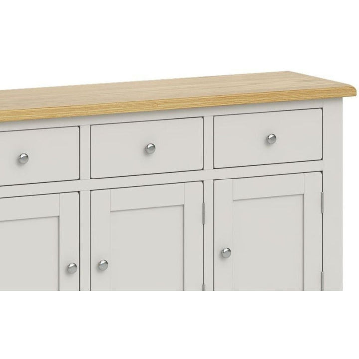 Cross Country Grey and Oak Large Sideboard with 3 Doors & 3 Drawers - The Furniture Mega Store 