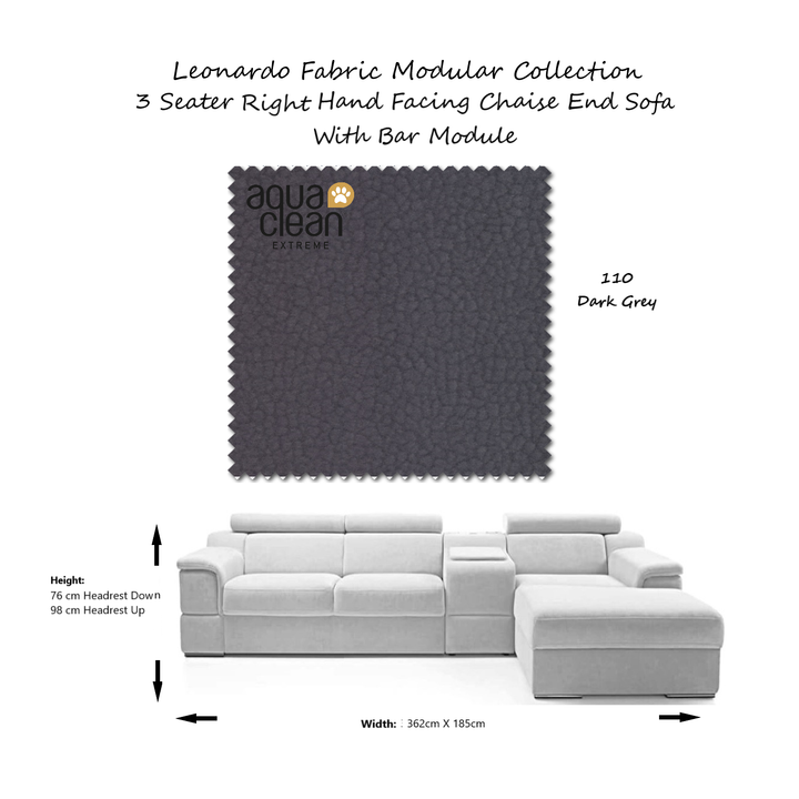 Leonardo Modular Sofa Collection - Choice Of Aqua Clean Fabric or 100% Genuine Leather Upholstery - The Furniture Mega Store 