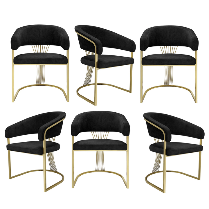 Portia Black & Gold Frame Dining Chairs - Sold In Pairs - The Furniture Mega Store 