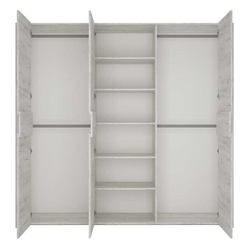 Angelica 3 Door Wardrobe - White Oak - The Furniture Mega Store 