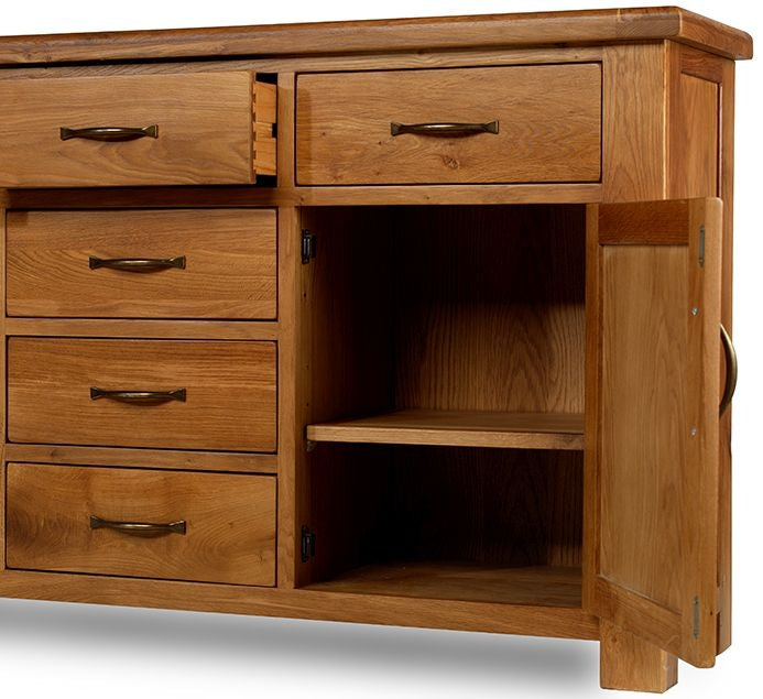 Earlswood Oak 6 Drawer 2 Door Large Sideboard - The Furniture Mega Store 