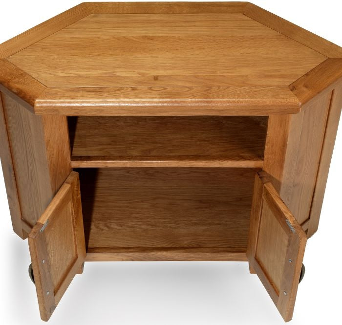 Earlswood Solid Oak Petite Corner TV Unit - The Furniture Mega Store 