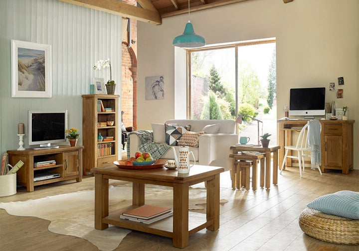 Earlswood Solid Oak Large 3 Drawer Console Table - The Furniture Mega Store 